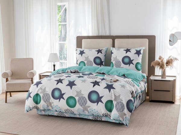 Flanelové povlečení z mikrovlákna MINT STARS barevné Rozměr povlečení: 70 x 90 cm | 140 x 200 cm