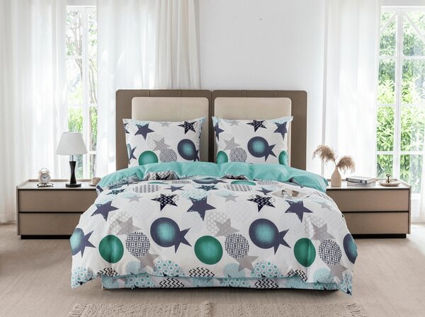 Flanelové povlečení z mikrovlákna MINT STARS barevné Rozměr povlečení: 70 x 90 cm | 140 x 200 cm
