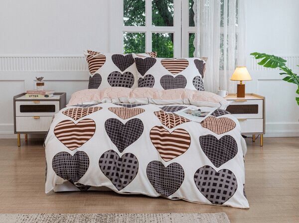 Flanelové povlečení z mikrovlákna STRIPE HEART barevné Rozměr povlečení: 70 x 90 cm | 140 x 200 cm