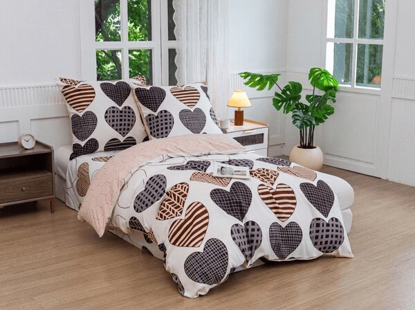 Flanelové povlečení z mikrovlákna STRIPE HEART barevné Rozměr povlečení: 70 x 90 cm | 140 x 200 cm