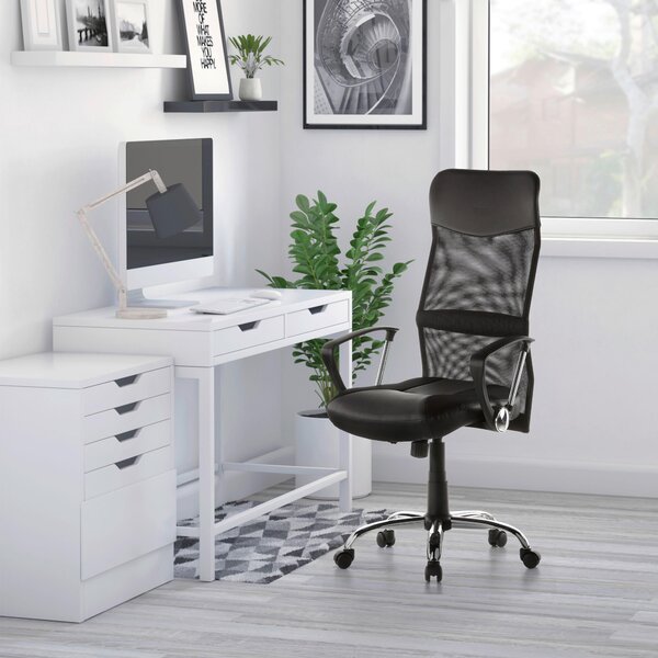 OTOČNÁ ŽIDLE, vzhled kůže, síťovina, černá, barvy chromu MID.YOU - Online Only kancelářské židle, Online Only