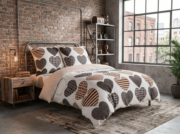 Flanelové povlečení z mikrovlákna STRIPE HEART barevné Rozměr povlečení: 70 x 90 cm | 140 x 200 cm
