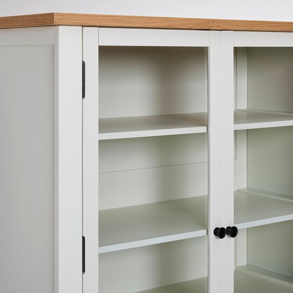 VITRÍNA, dub, borovice, čiré, přírodní barvy, bílá, 100/165/43 cm MID.YOU - Kredence a vitríny, Online Only