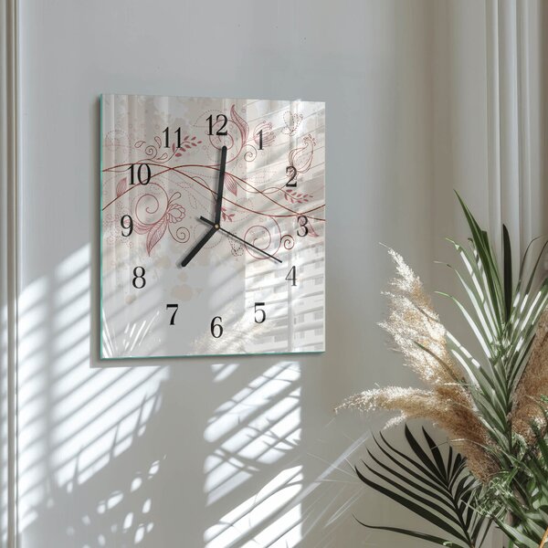 Skleněné hodiny na stěnu Květinové umění zskc-30x30-00173154