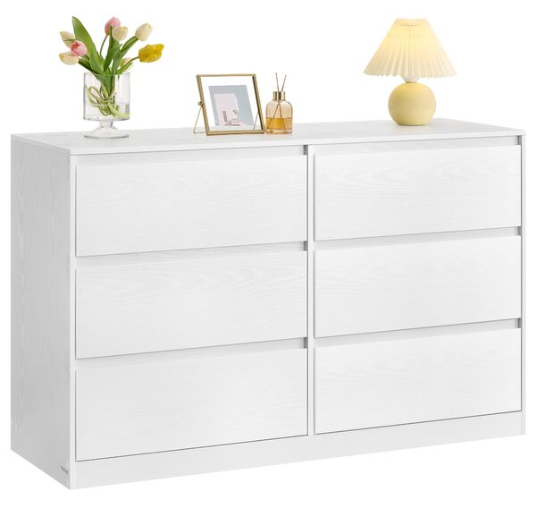 VASAGLE Komoda KAYLIN 6 zásuvek 120 x 75 x40 cm bílé dřevo