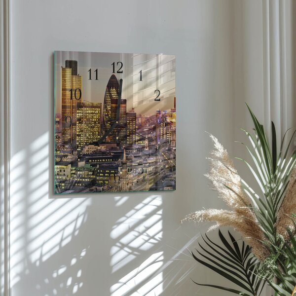 Skleněné hodiny na stěnu Londýn zskc-30x30-00173155
