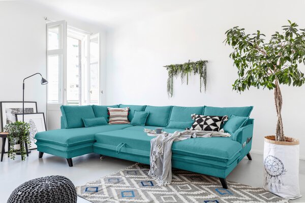 SEDACÍ SOUPRAVA, textil, tyrkysová P & B - Sedací soupravy, Online Only