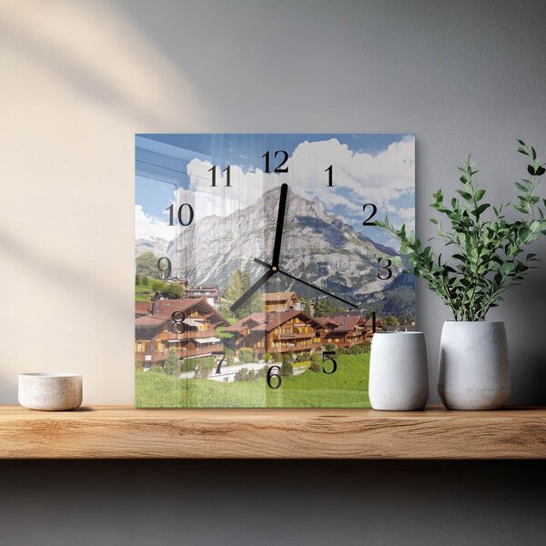 Skleněné hodiny na stěnu Hory zskc-30x30-00173164