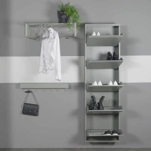 Šedozelený kovový výklopný botník 50x169x15 cm Billy – Spinder Design
