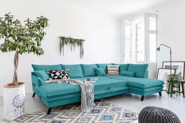 SEDACÍ SOUPRAVA, textil, tyrkysová P & B - Sedací soupravy, Online Only