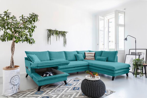 SEDACÍ SOUPRAVA, textil, tyrkysová P & B - Sedací soupravy, Online Only