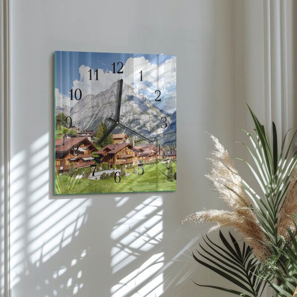Skleněné hodiny na stěnu Hory zskc-30x30-00173164