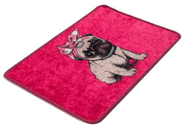 ASIR Koupelnová předložka PINK PUG štěňátko mopse