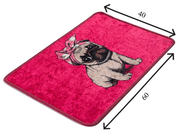 ASIR Koupelnová předložka PINK PUG štěňátko mopse