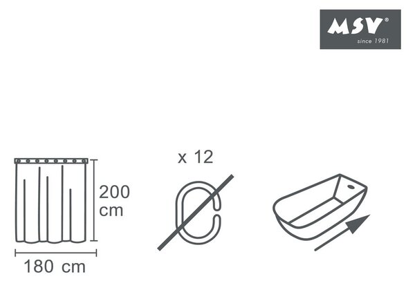 Sprchový závěs 180x200 cm Minimalist – MSV