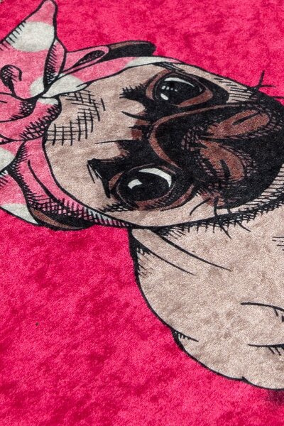 ASIR Koupelnová předložka PINK PUG štěňátko mopse