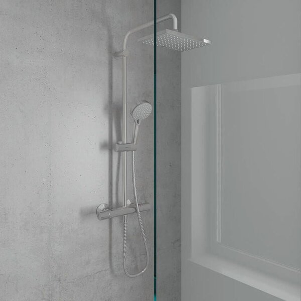 Hansgrohe Vernis Shape sprchová sada na stěnu s termostatem s dešťovou sprchou chrom 26286000