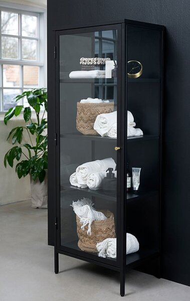 Černá kovová vitrína 58x160 cm Carmel – Unique Furniture