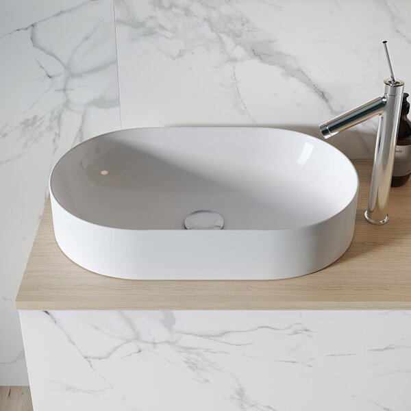 Cersanit Inverto umyvadlo 60x35 cm oválné na pult bílá lesk K671-009-ECO
