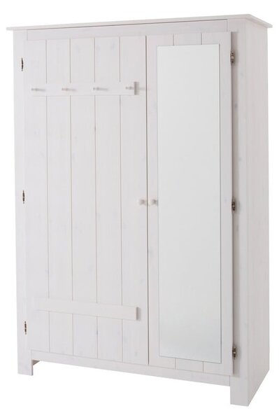 Bílá šatní skříň z borovicového dřeva se zrcadlem 120x170 cm Bertram – Støraa