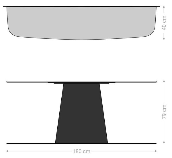 DELIFE Konzolový stůl Edge oválný tvar 180×40 cm keramika Onyx Pearl Conos kov titanová barva