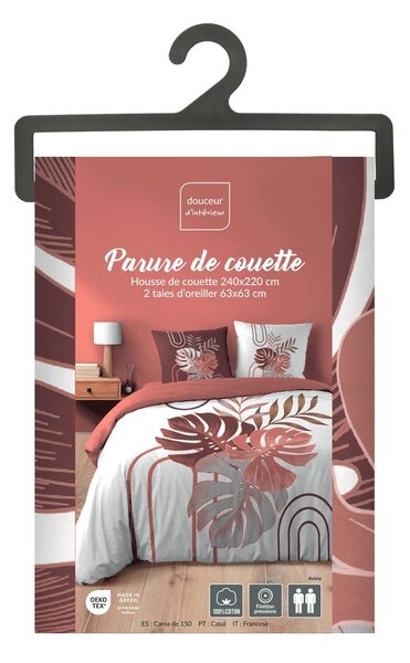 Bílé/růžové bavlněné povlečení na dvoulůžko/prodloužené 240x220 cm Astria – douceur d'intérieur