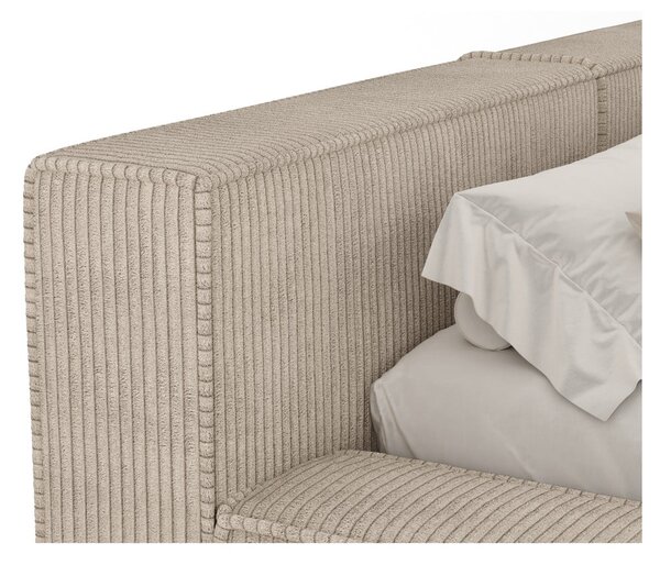 Béžová čalouněná dvoulůžková postel s úložným prostorem s roštem 180x200 cm Voliera – Maison de Rêve