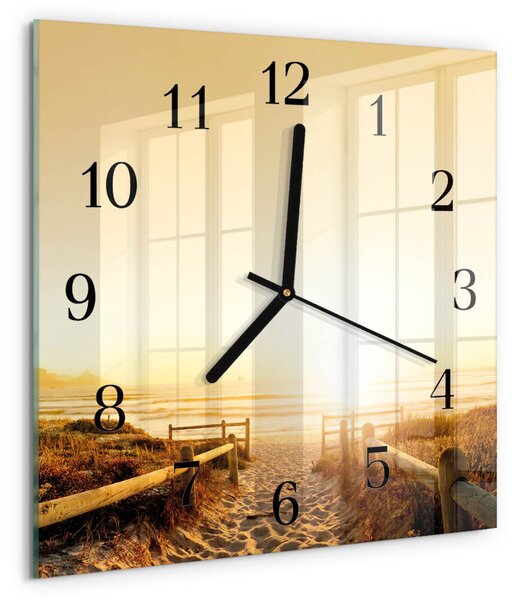 Skleněné hodiny na stěnu Plážová cesta zskc-30x30-00173249