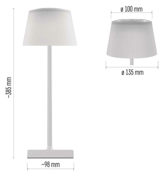 EMOS LED stolní lampa KATIE, nabíjecí, bílá Z7630W