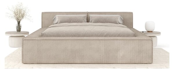 Béžová čalouněná dvoulůžková postel s úložným prostorem s roštem 180x200 cm Voliera – Maison de Rêve