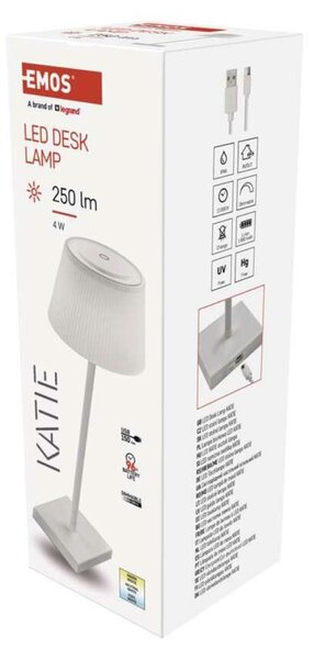EMOS LED stolní lampa KATIE, nabíjecí, bílá Z7630W