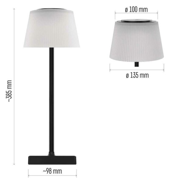 EMOS LED stolní lampa KATIE, nabíjecí, černá Z7630B