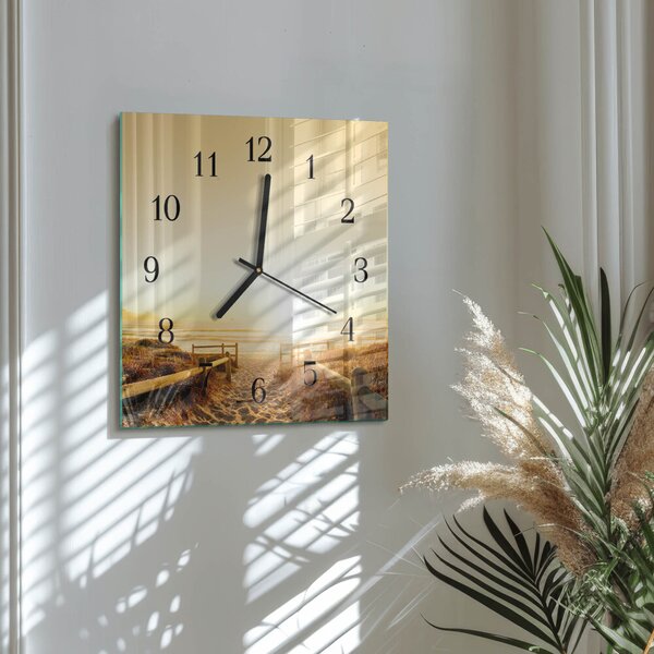 Skleněné hodiny na stěnu Plážová cesta zskc-30x30-00173249
