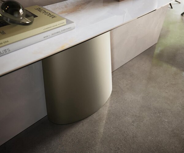 DELIFE Konzolový stůl Edge oválný tvar 180×40 cm keramika Onyx Pearl Conos kov titanová barva