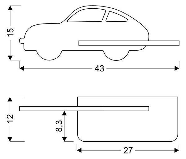 Candellux Nástěnné svítidlo policové 5W, zelenkavé auto - s napájecím kabelem 21-85092