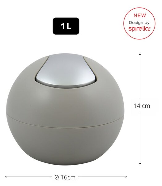 Taupe plastový odpadkový koš 1 l Bowl Matt – Spirella