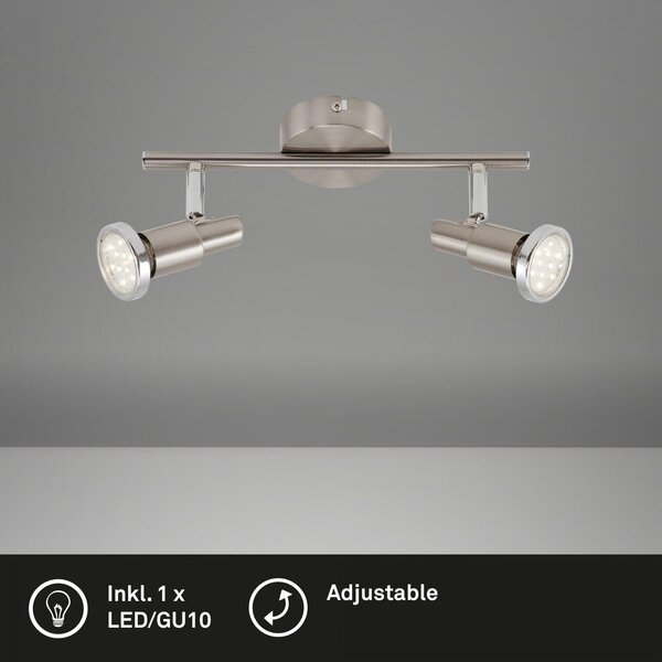 BRILO 2991-022B Bodové svítidlo 27,5 cm 2xGU10 6W 500lm matný nikl - BRILO