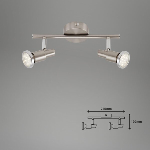 BRILO 2991-022B Bodové svítidlo 27,5 cm 2xGU10 6W 500lm matný nikl - BRILO