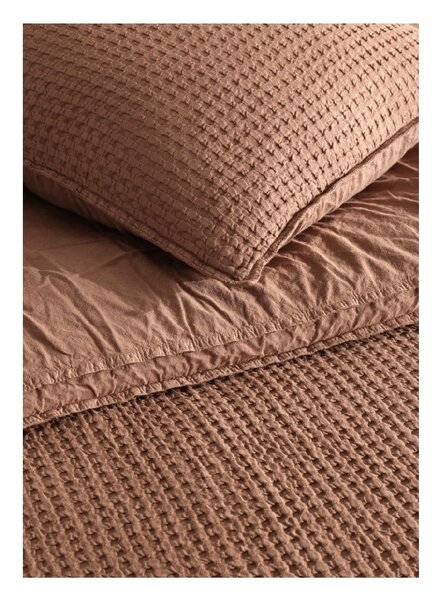 Hnědé povlečení na jednolůžko z bavlny Renforcé 140x200 cm Waffle Striped – Mila Home Luxury