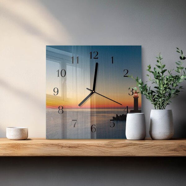 Skleněné hodiny na stěnu Majákové moře zskc-30x30-00173273