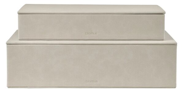 Béžové úložné boxy v sadě 2 ks s víkem z umělé kůže 40x30x11 cm Sahla – Blomus