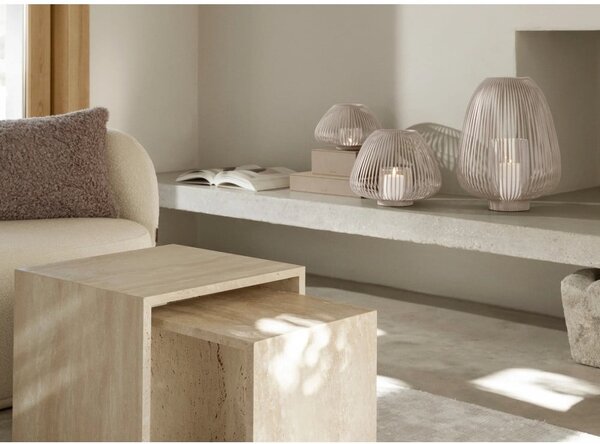 Béžové úložné boxy v sadě 2 ks s víkem z umělé kůže 40x30x11 cm Sahla – Blomus