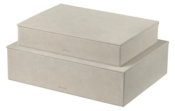 Béžové úložné boxy v sadě 2 ks s víkem z umělé kůže 40x30x11 cm Sahla – Blomus