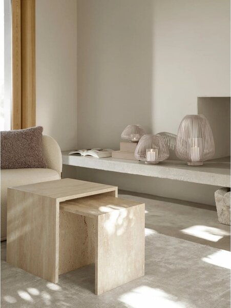 Béžové úložné boxy v sadě 2 ks s víkem z umělé kůže 40x30x11 cm Sahla – Blomus