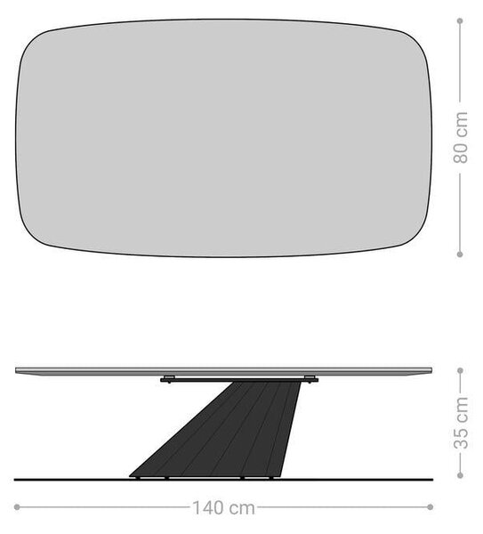 DELIFE Konferenční stolek Edge Boot 140x80 cm keramika Laminam® Noir Desir hnědá Parabi nerezová ocel broušená