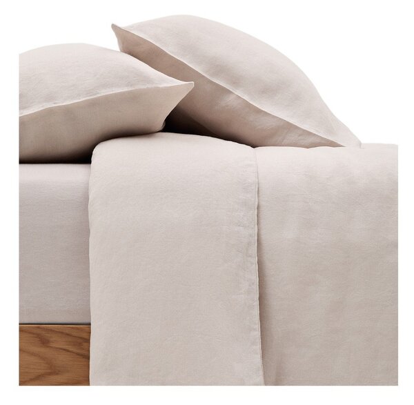 Povlečení šedobéžové na dvoulůžko/prodloužené s příměsí lnu 240x220 cm Simmel – Kave Home