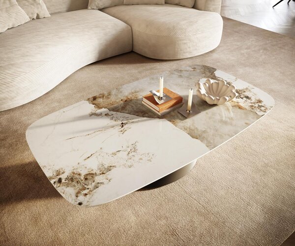 DELIFE Konferenční stolek Edge Boot 140x80 cm keramika Minas Melange Conis kov titanová barva