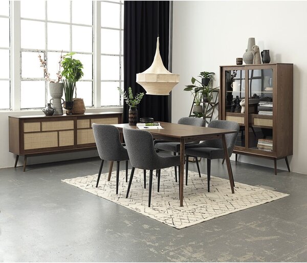 Tmavě hnědá vitrína v dekoru dubu s posuvnými dveřmi 110x160 cm Barrali – Unique Furniture