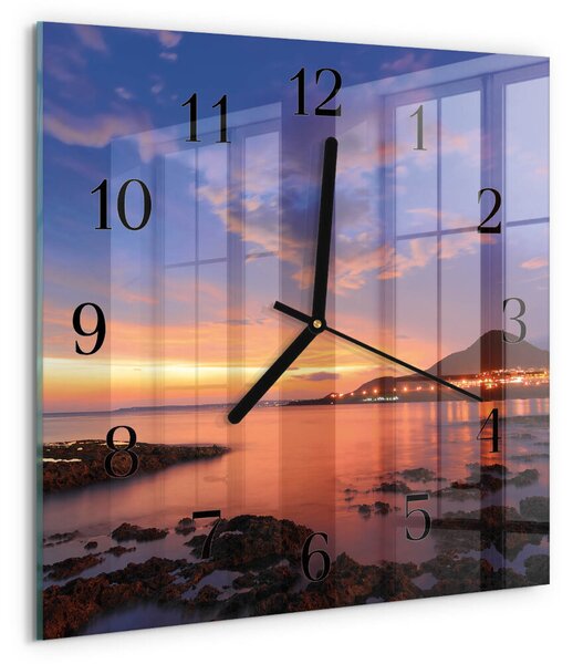 Skleněné hodiny na stěnu Mořský ostrov zskc-30x30-00173284