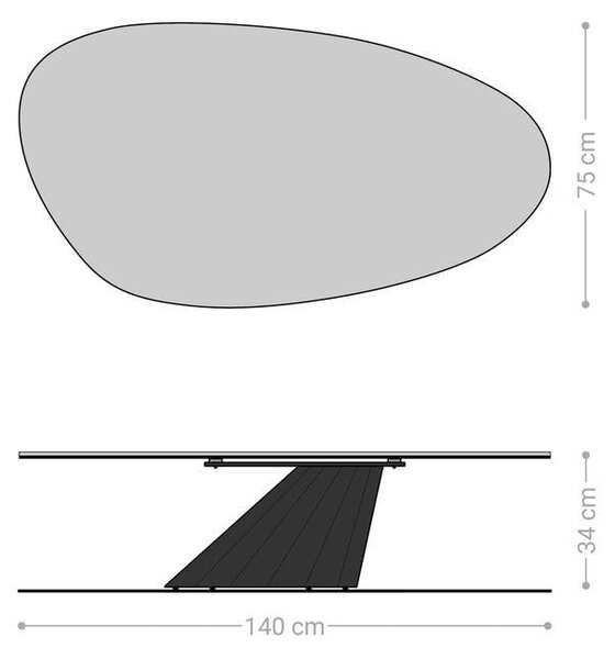 DELIFE Konferenční stolek Edge oválný 140x75 cm keramika Laminam® Noir Desir hnědá Parabi nerezová ocel broušená